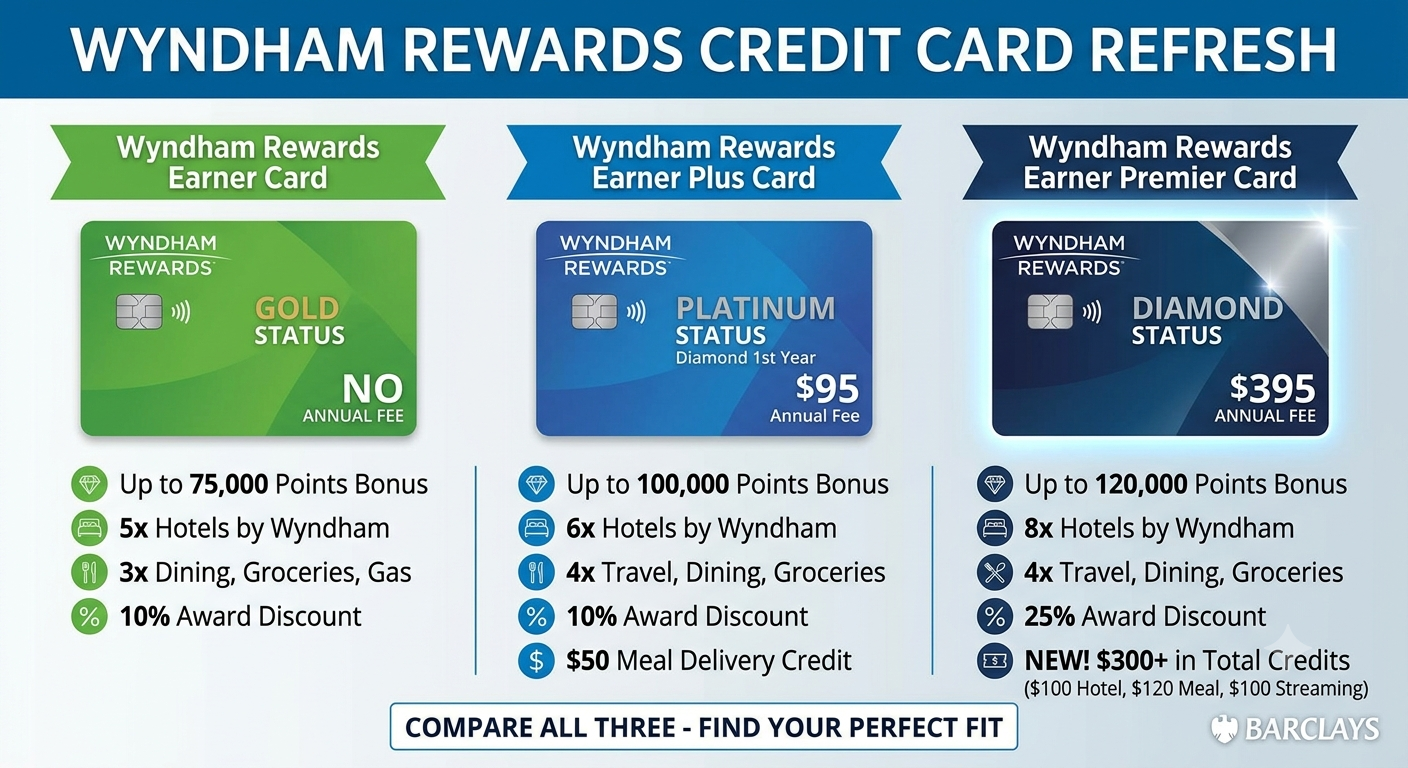 Wyndham Rewards credit card refresh comparison chart