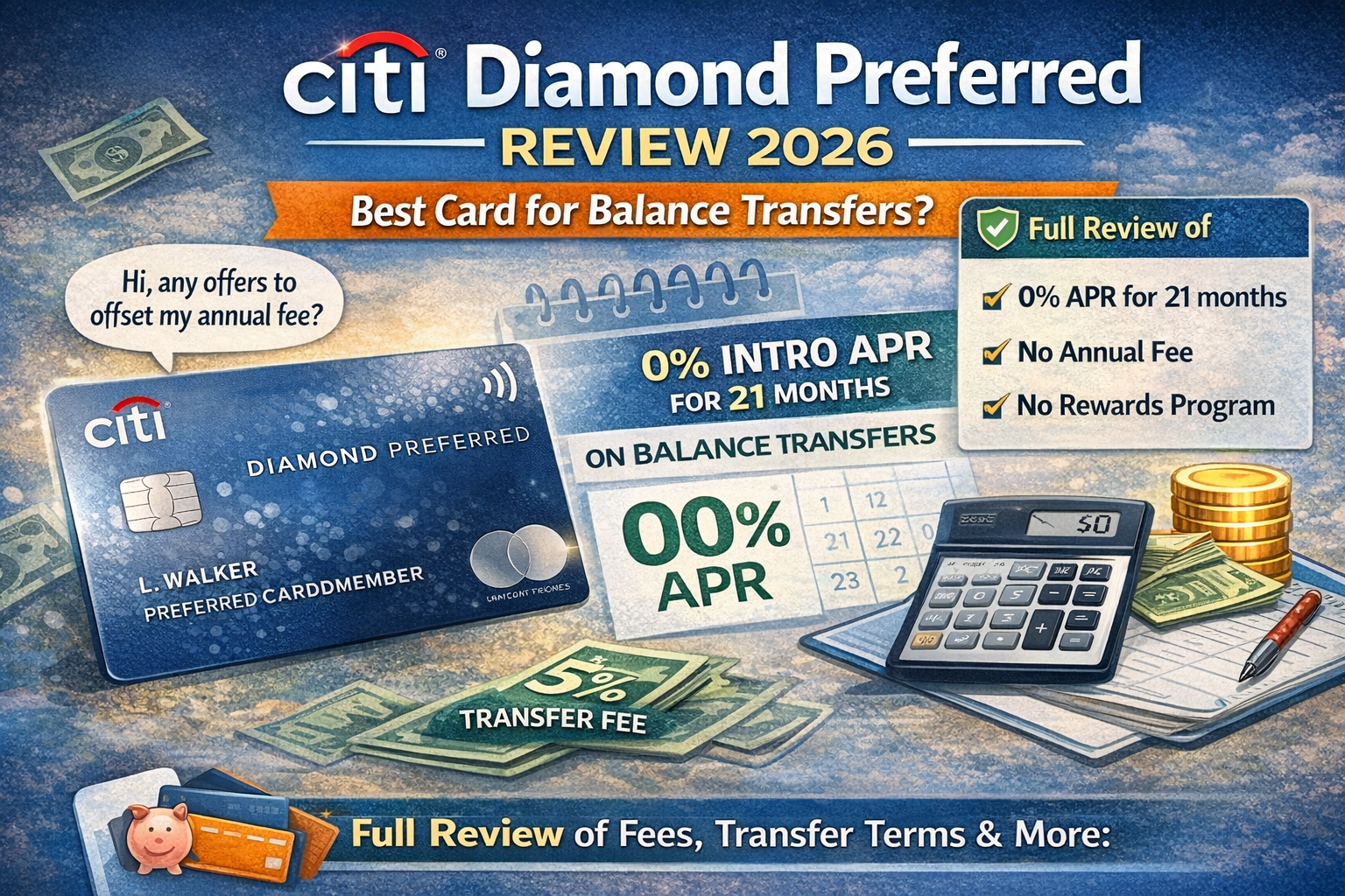 Citi Diamond Preferred card review 2026 — 0% APR for 21 months on balance transfers