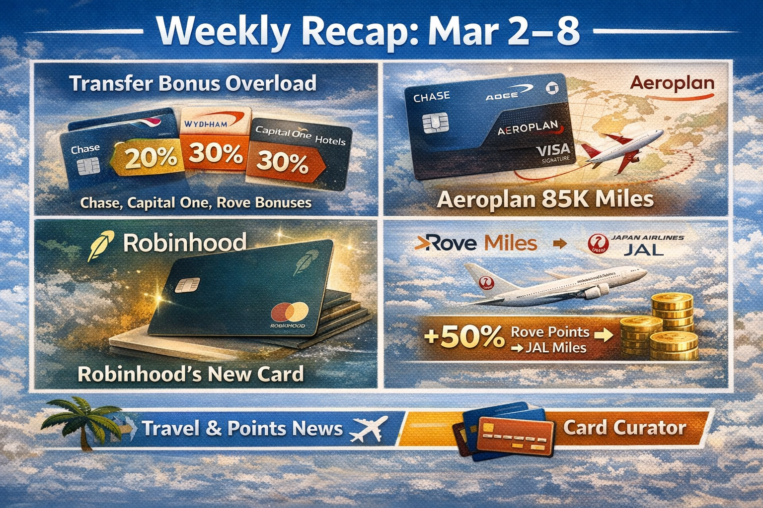 Weekly Recap: Mar 2–8 — Transfer Bonus Overload, Aeroplan 85K & Robinhood's New Card